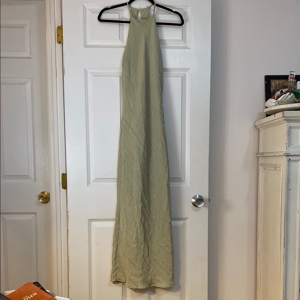 Zara Halter Maxi Dress in Light Green